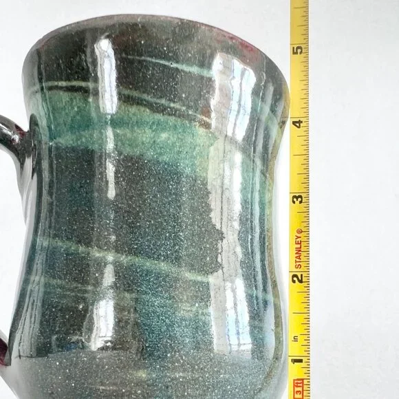 Vintage Handmade Stoneware Studio Pottery Mug Artist Signed Green and Brown - Picture 4 of 10